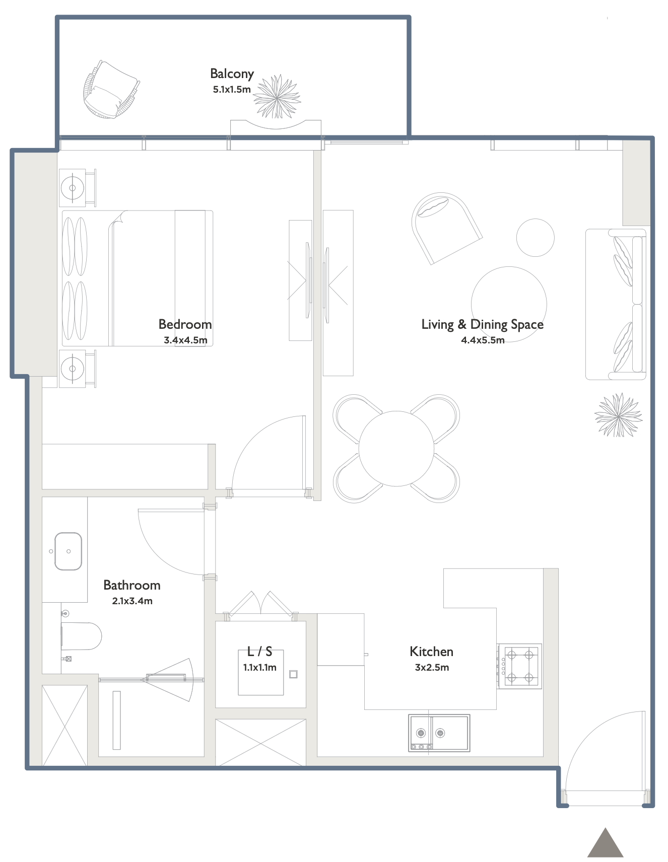1 bed. apartment, 842 m², 36th floor