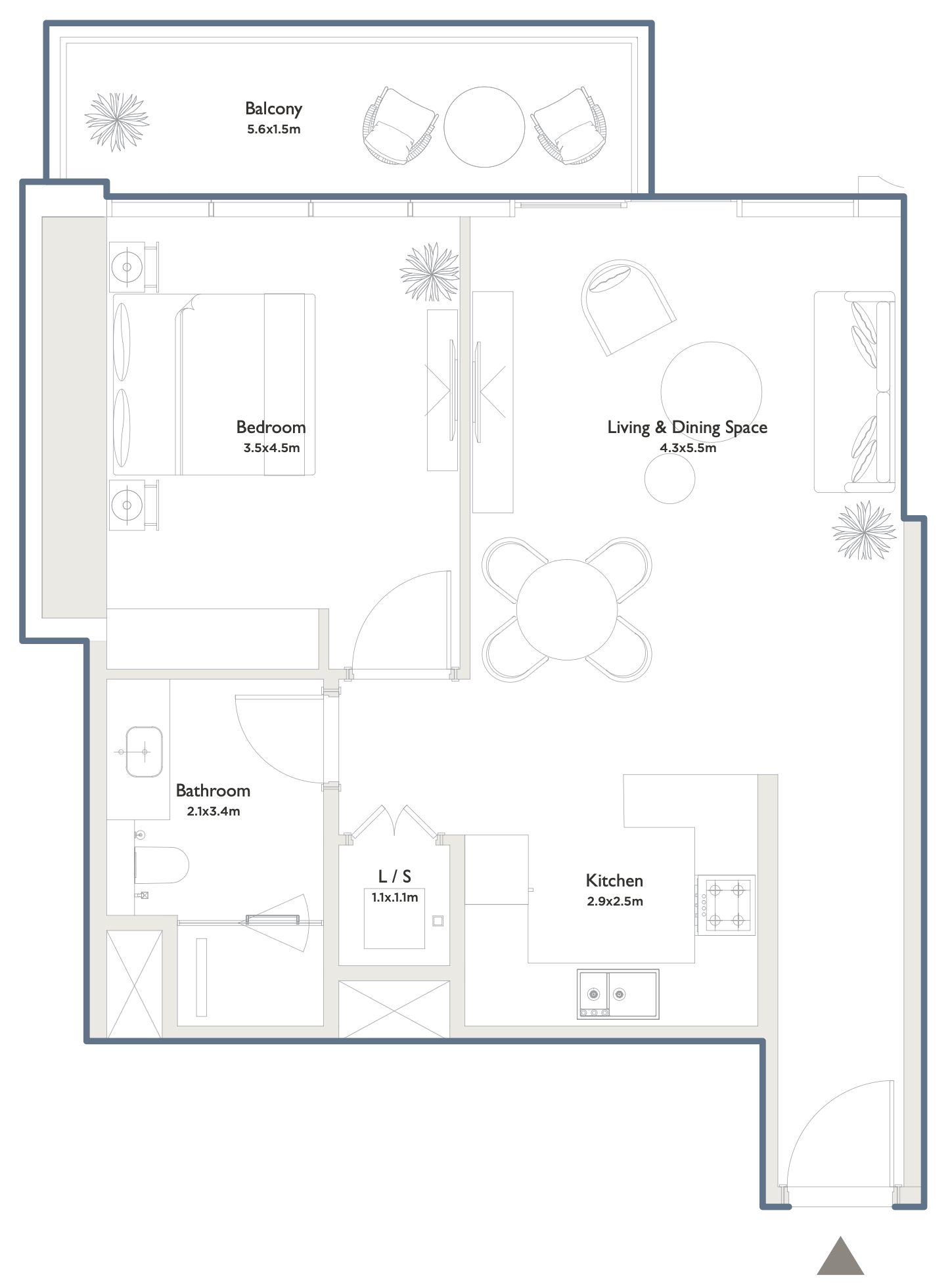 1 bed. apartment, 863 m², 31th floor