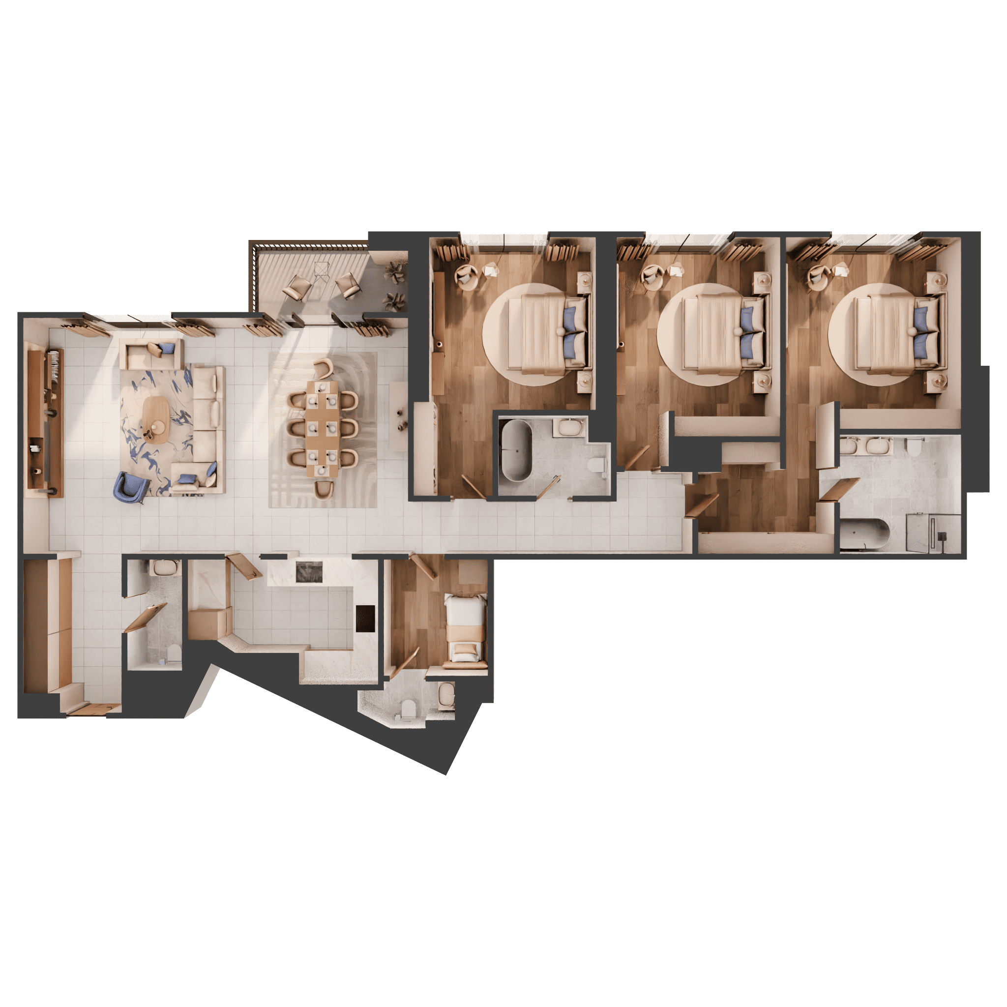 3 bed. apartment, 1984 m², 39th floor