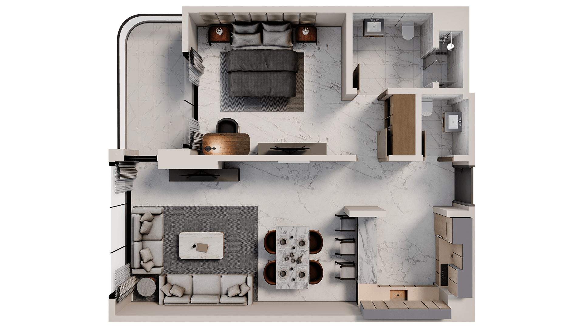1 bed. apartment, 877 m², 12th floor